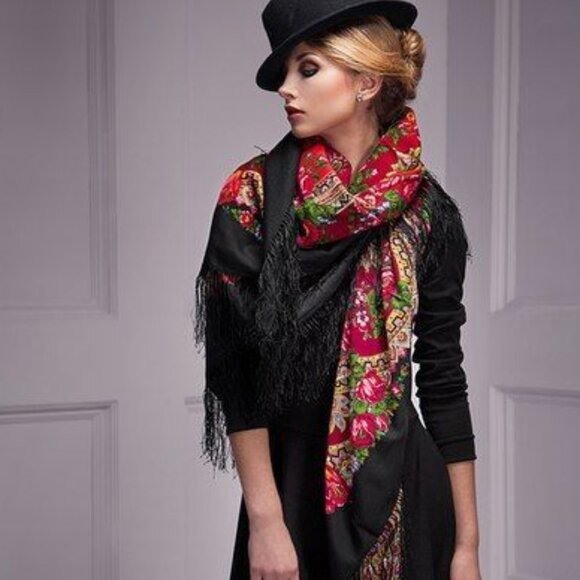 Boho Chic Scarf Wrap Shall Boho Babushka Gypsy Scarf Spell Boho Tassels - Picture 8 of 13